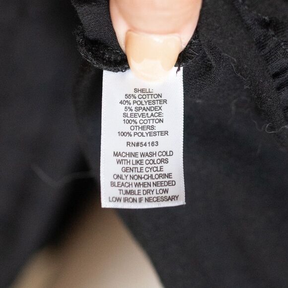 MARC New York Black Eyelet Lace Long Sleeve Shirt‎ size S - Picture 12 of 13